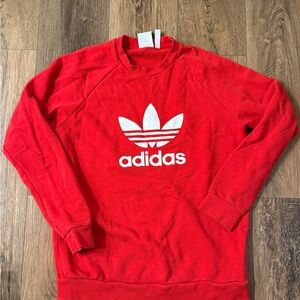 adidas Red Crewneck Sweatshirt with White Trefoil Logo